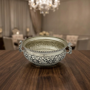 Urli à motifs floraux sculptés avec des poignées en forme de paon, petit modèle - Product Image 2