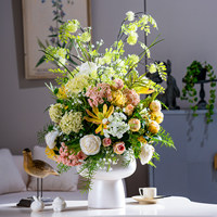 Bouquet de roses éternelles de luxe moderne avec vase - Décoration artistique en plastique faite à la main pour mariage, Saint-Valentin, usage domestique