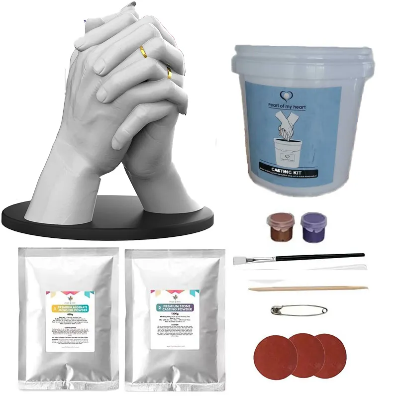 Kit de fundición a mano 3D para pareja, polvo de impresión de alginato de yeso, DIY molde manual de yeso, kit de fundición de molde manual de yeso