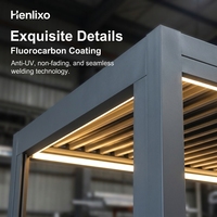 Pergola motorisée HENLIXO en aluminium thermolaqué pour l'extérieur, grand modèle, pour une zone de divertissement de luxe dans la cour.