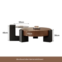 Ensemble de tables basses de style vintage en noyer, plateau en bois massif, design minimaliste, luxe léger, modèle de designer, meubles de salon