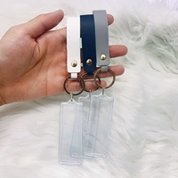 Porte-clés transparent 1x3 pour photos, avec sangle en cuir, support photo, porte-clés en acrylique, cadeaux DIY d'anniversaire