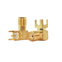 Conector SMA-KWE de Ángulo Recto para Montaje en PCB, Conector Hembra SMA de 90 Grados, Adaptadores RF, Conector de Antena de 50 Ohmios, Latón Chapado en Oro