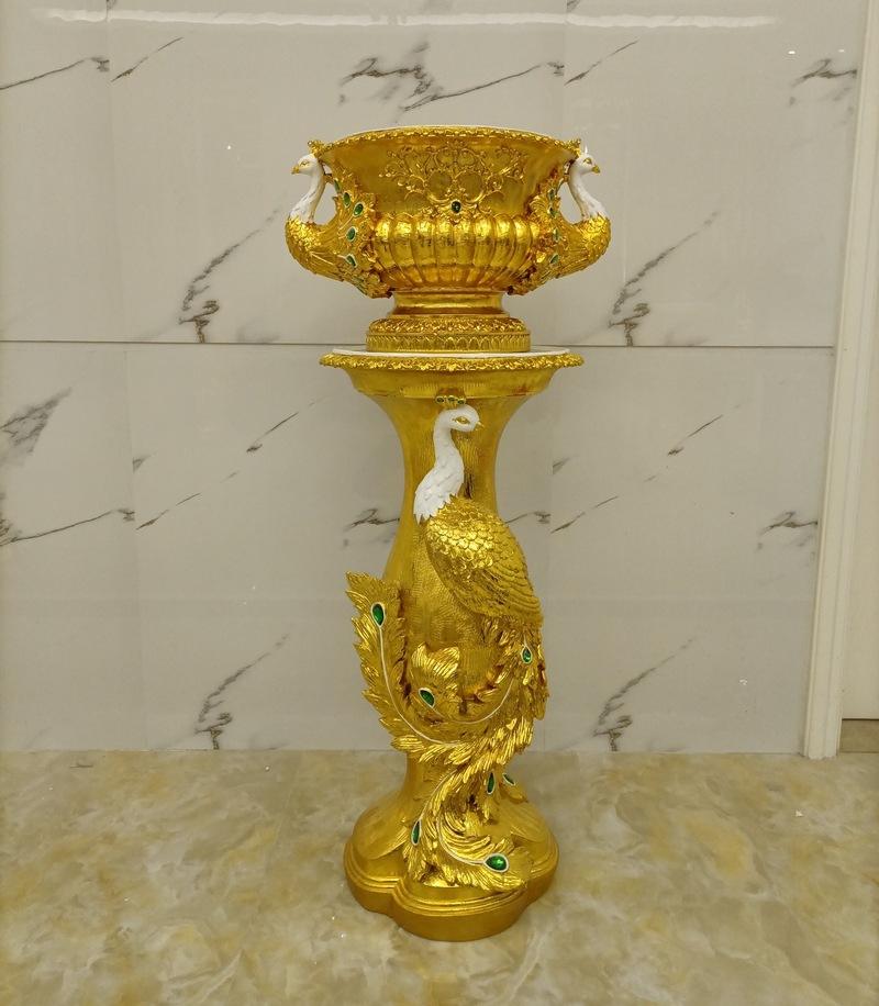 Peacock Floor Vase/Bright Gold