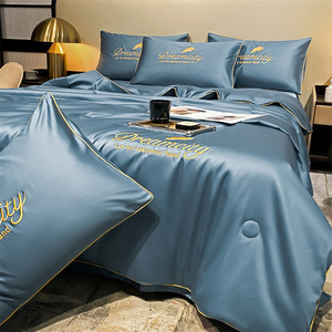 Hoogwaardig ijszijde beddengoedset van 4 delen, antibacterieel, comfortabel, zomerdekbed, geborduurd beddengoedset - Product Image 4