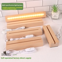 Base de lumière LED en bois massif pour longue nuit 7 options de couleur ornement rectangulaire en bois blanc chaud base de lumière acrylique Mini batterie