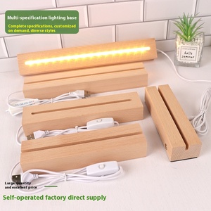 Rắn gỗ LED ánh sáng cơ sở cho đêm dài 7 màu sắc tùy chọn hình chữ nhật trang trí bằng gỗ ấm trắng Acrylic ánh sáng cơ sở mini pin - Product Image 4