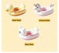 Bouée de bain gonflable en PVC épais de 20 mm, siège d'aide à la baignade, jouet aquatique pour usage domestique, motif dessin animé Petit Duc Jaune pour enfants