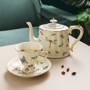 Venta caliente flor Europea té taza <span class=keywords><strong>de</strong></span> café platillo mariposa <span class=keywords><strong>de</strong></span> jardín vintage exquisito olla <span class=keywords><strong>de</strong></span> cerámica - Product Image 2