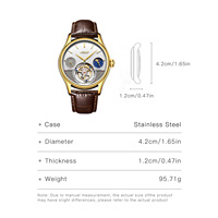 Montre Tourbillon Multifonctionnelle Élégante AESOP, Montres Mécaniques Classiques pour Hommes Noir/Blanc Phase de Lune