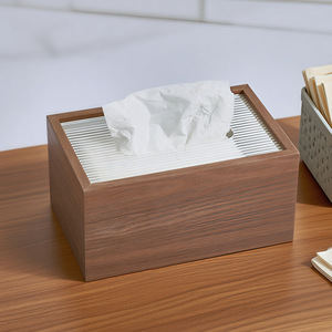 Wooden Tissue Box <b>Bamboo</b> Wood Grain Desktop Storage For Home Living Room <b>Coffee</b> <b>Table</b> Use - Product Image 3