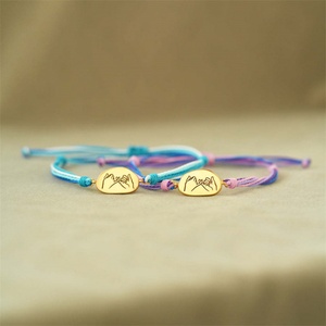 Custom Colorful <b>Adjustable</b> Engraved Oval Charm String <b>Bracelet</b> for Friends - Product Image 5