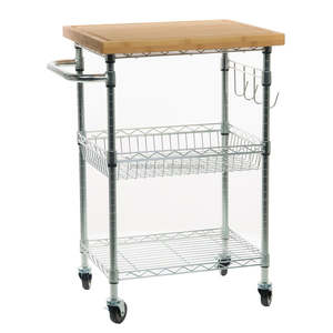 Wood Top Kitchen Multi-Functional Utility Trolley Commercial Mobile Kitchen Storage Cart - Product Image 4