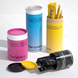High-end Cylinder Rigid Cardboard Solid Beverage Tin Packaging Tube with Screw Cap and Stickers - Product Image 3