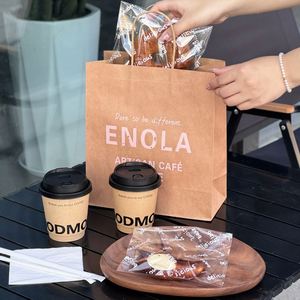 Bolsa de Papel Kraft Personalizada al por Mayor, Bolsa de Papel para Llevar Comida Rápida, Pastelería y Repostería, con Asa - Product Image 5