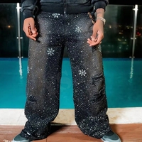 YSJY Fabricant OEM Jeans en denim personnalisés avec un lavage vintage, effet délavé, impression intégrale, strass et diamants pour hommes