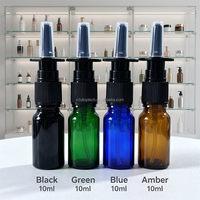 Flacon pulvérisateur nasal en verre vide de 10 ml, noir, ambre, bleu, rechargeable, atomiseur de nez, flacon pompe pour emballage médical - Vente en gros