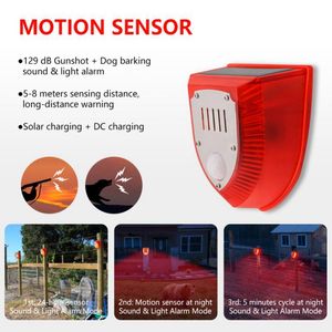 Luz de Seguridad Solar con 6 LED, Alarma de 129db, Luz Estroboscópica de Advertencia Solar, Impermeable, Sensor de Movimiento <span class=keywords><strong>PIR</strong></span> LED, Luz Solar para Granja o Establos - Product Image 3