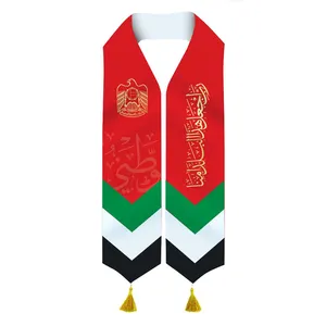 Высококачественный вязаный полиэстеровый атласный шарф ОАЭ, шаль с национальным флагом, день Шаль, Шарф