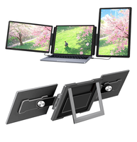 Moniteur portable de 14 pouces avec type C, support rotatif à 360 degrés et écran triple pour ordinateur portable, Full HD 1920x1080