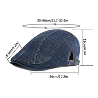 Gorra plana de mezclilla para hombres y mujeres, sombrero de boina, gorra irlandesa informal, gorra de taxista de hiedra ajustable Retro británica azul