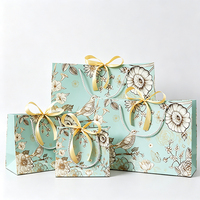 Sac cadeau écologique en papier, motif botanique, menthe fraîche, sac à bonbons, sac souvenir, sac fourre-tout avec ruban, pour mariage, fête, logo personnalisé, en gros