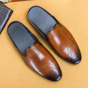 Business Oxford Style <b>Leather</b> <b>Slippers</b> for <b>Men</b>-Genuine Cowhide Upper Anti-Slip Rubber Outsole Headband Detail Youthful Design - Product Image 1