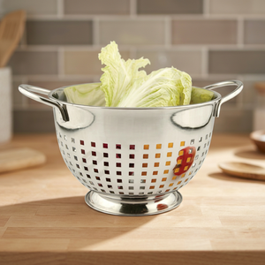 Square Punching Colander with Wire Handle Stainless Steel Colander Food Container Indian Deep Colander with Base Handle - Product Image 4