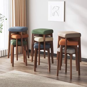 Silla de Comedor Nórdica Moderna de Acero con Tapicería de Cuero Sintético, Apilable y Duradera, Muebles para el Hogar - Product Image 2