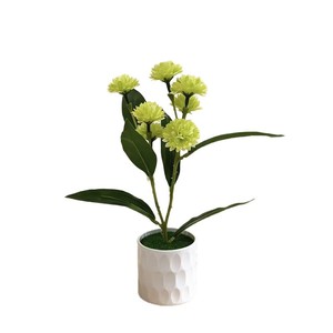 Bonsái de claveles artificiales Paulon de 27 cm en blanco, morado y rosa para decoración del hogar y la oficina. - Product Image 5