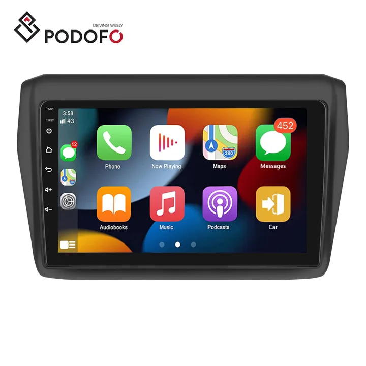 Podofo 9 ''자동차 라디오 안드로이드 카플레이 안드로이드 자동 GPS RDS HIFI 지원 AHD 캠 스즈키 스위프트 2017 도매 Dropshipping