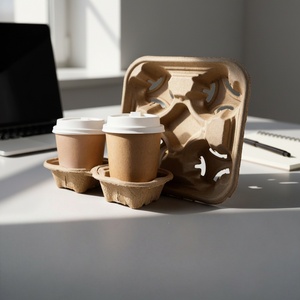 Gobelet en papier Kraft personnalisé Sunshine, biodégradable, à double paroi, avec estampage à chaud doré et finition tactile, pour café - Product Image 1