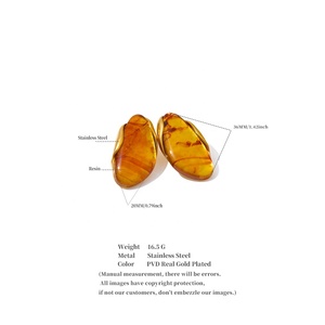 أقراط جينيو 2358 من تشكيلة الخريف العصرية، مجوهرات عتيقة من الفولاذ المقاوم للصدأ بتصميم هندسي مغلف بالراتنج والأكريليك - Product Image 6