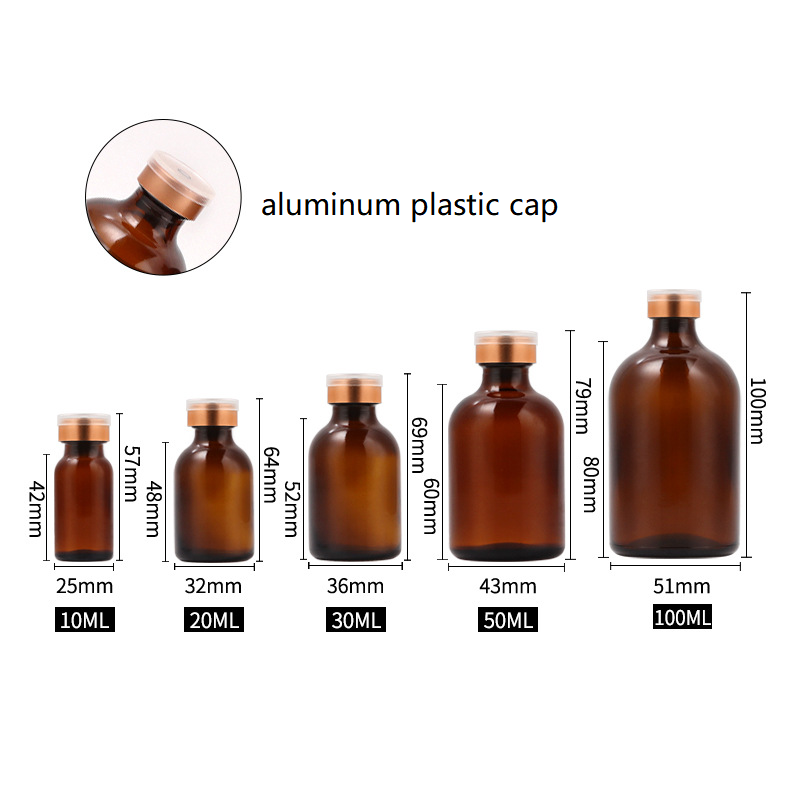 Botella ámbar + tapa de plástico de aluminio