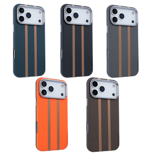 Funda de Cuero con Diseño Ejecutivo y Detalles en Fibra de Carbono para iPhone 17 16 <span class=keywords><strong>Pro</strong></span> Max, con Protección de Lente Metálica y Carga Inalámbrica - Product Image 6
