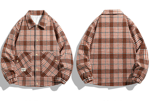 Veste décontractée pour <span class=keywords><strong>homme</strong></span> à <span class=keywords><strong>carreaux</strong></span> pied-de-poule classique, coupe ample, style rétro streetwear, col rabattu, boutonnée - Product Image 2