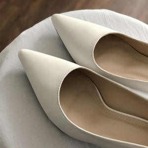 Nouvelles Escarpins Printemps Style Européen-Américain Nude à Talons Aiguilles et Bout Pointu, Chaussures de Travail Professionnelles Blanches Tendance pour Femmes - Product Image 2