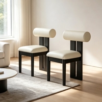 Fauteuil rembourré en tissu uni avec cadre en bois d'hévéa noir mat et dossier en dalle – Distributeur en gros, Importateur, Vente en vrac