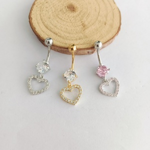 Nuovi <span class=keywords><strong>Piercing</strong></span> all'<span class=keywords><strong>Ombelico</strong></span> da Donna Sexy in Acciaio Inossidabile <span class=keywords><strong>Oro</strong></span> e Argento a Forma di Cuore con Zirconi Multicolore Gioielli per il Corpo - Product Image 1