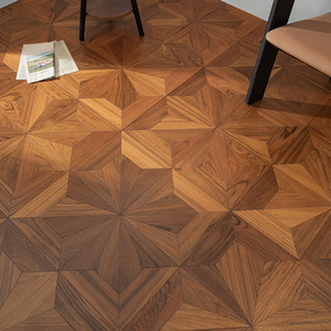 Suelo de Parqué de Madera de Teca Natural de Lujo con Patrón de Diamante, Madera Multicapa para Interiores - Product Image 3
