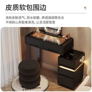 Smart Wood Makeup <b>Vanity</b> <b>Table</b> with LED <b>Mirror</b> Storage Drawers Non-Foldable Design for Bedroom Use - Product Image 4