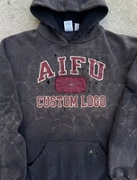 Kışlık Y2K Grunge Asit Yıkama Büyük Beden Fermuarlı Kapüşonlu Sweatshirt Özel Logo Eskitme Örümcek Ağı İşlemeli Ağır Kalın %100 Pamuk