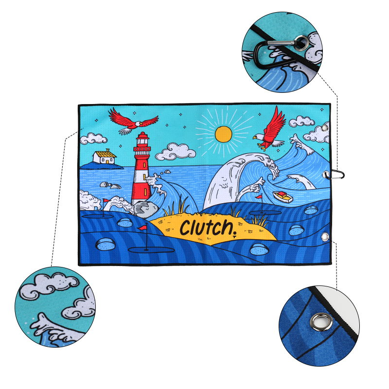 Двухстороннее Сублимационное печатное Вафельное полотенце из микрофибры на заказ аксессуары для гольфа спортивное полотенце для спортзала гольф полотенце