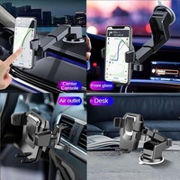 Support de téléphone 3 en 1 avec verrouillage automatique pour voiture, tableau de bord, pare-brise, aimant