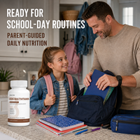 Complément alimentaire multivitaminé pour enfants OEM Kids Daily Nutrition, vitamines A, C, D3, E, B6, B12, zinc, 90 capsules, facile à utiliser.
