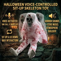 Squelette animatronique Halloween 2026, sonore et qui se redresse, vente en gros usine, personnalisable pour maison hantée, bar, escape room