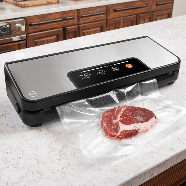 YUMYTH Mini Portable Stainless Steel Automatic Vacuum Sealer Compact Design Multiple Sealing Modes Built-In Cutter for Food