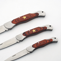 Petit couteau utilitaire pliant de qualité industrielle en acier inoxydable de 18 cm, manche en bois brun, système de verrouillage, pour le camping en plein air, EDC, OEM