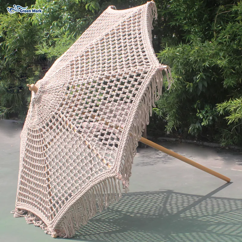 Producto Paraguas de madera para exteriores Sombrilla de playa 2,5 M Cuerda de algodón Sombrilla Fabricante Venta caliente Muebles de exterior de lujo Null