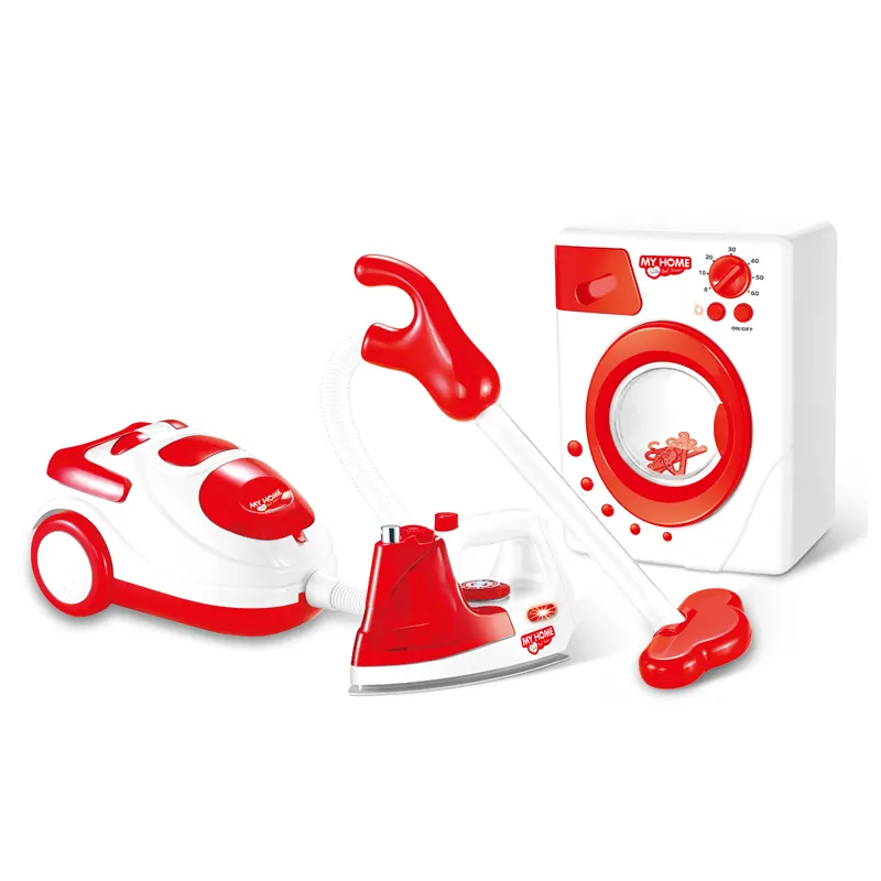전자 장난감 철 세탁물 세탁기 진공 청소기는 아이를 위한 놀이 청소 세트를 가장합니다